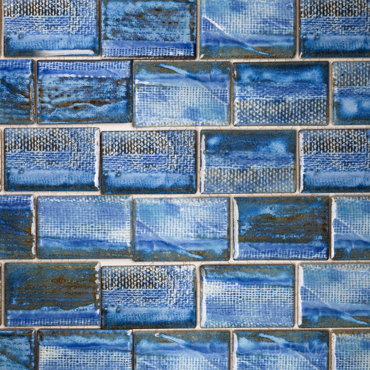 Skyward shot offering a glimpse of the TOKYO ASPEN BLUE 2X3 in SEMI GLOSS finish. A perfect fit for accent walls or floors, offering a polished appearance.