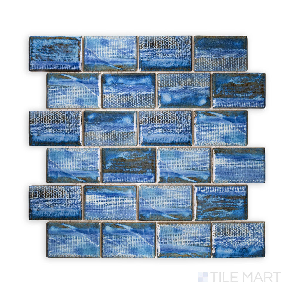 Detailed shot emphasizing the TOKYO ASPEN BLUE 2X3 showing off its intricate design and polished SEMI GLOSS. Its elegant features make it perfect for accent walls or coordinated layouts.