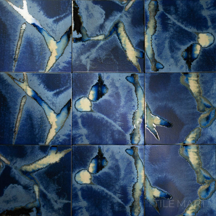 A bird's-eye view capturing the SORA SPACE BLUE 6X6 in SEMI GLOSS finish. Its design is suited for modern settings where texture and tone are essential.