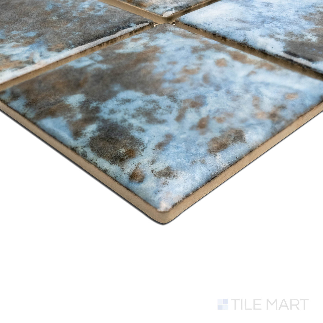 Corner detail emphasizing the craftsmanship of JOYA 300 COTTO 3X3, capturing the precision-cut edges and rich texture of the PORCELAIN material. The corner detail showcases the precision and quality of this fine material.