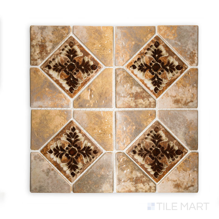 A crisp close-up revealing the JOYA 500 GOLD 6" DECO showing off its intricate design and polished SEMI GLOSS. Its elegant features make it perfect for accent walls or coordinated layouts.