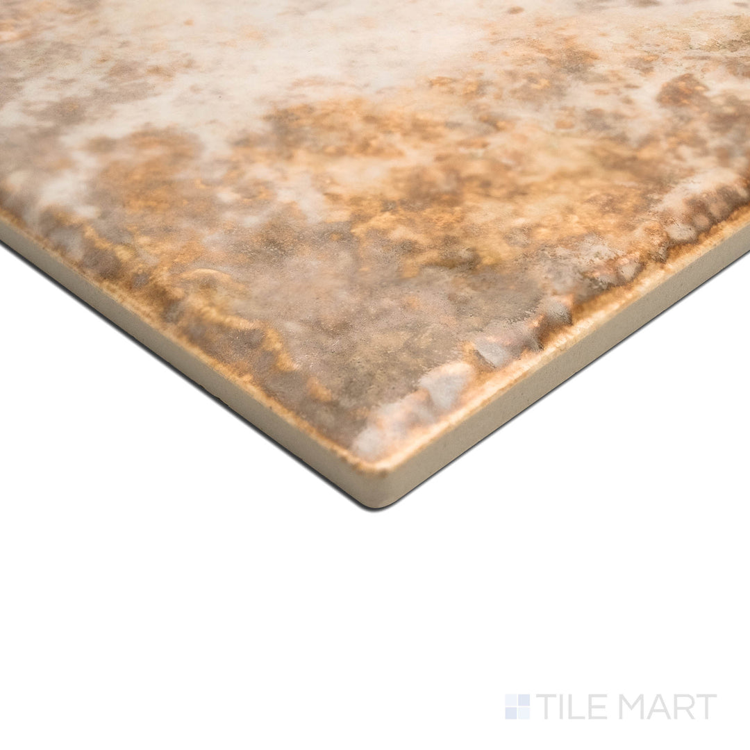 A unique angle highlighting the fine texture of JOYA 600 GOLD 6X6, capturing the precision-cut edges and rich texture of the PORCELAIN material. This angle highlights its texture and robustness, ideal for high-traffic areas.