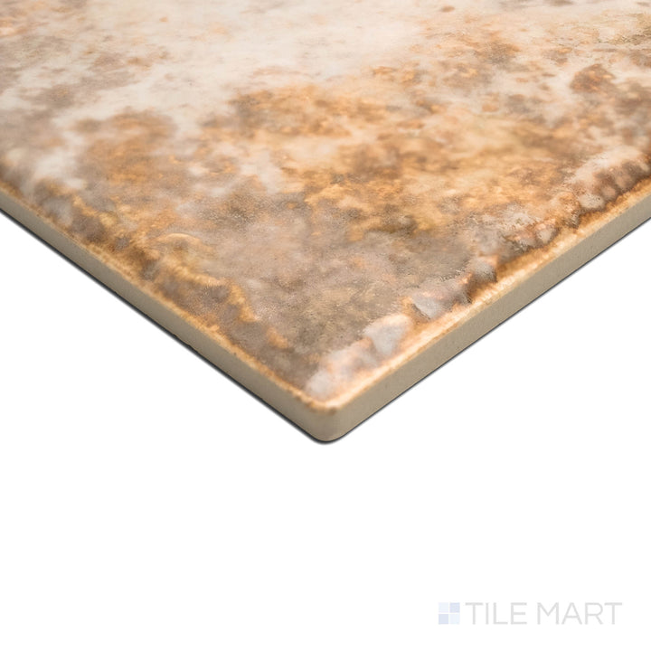 A unique angle highlighting the fine texture of JOYA 600 GOLD 6X6, capturing the precision-cut edges and rich texture of the PORCELAIN material. This angle highlights its texture and robustness, ideal for high-traffic areas.