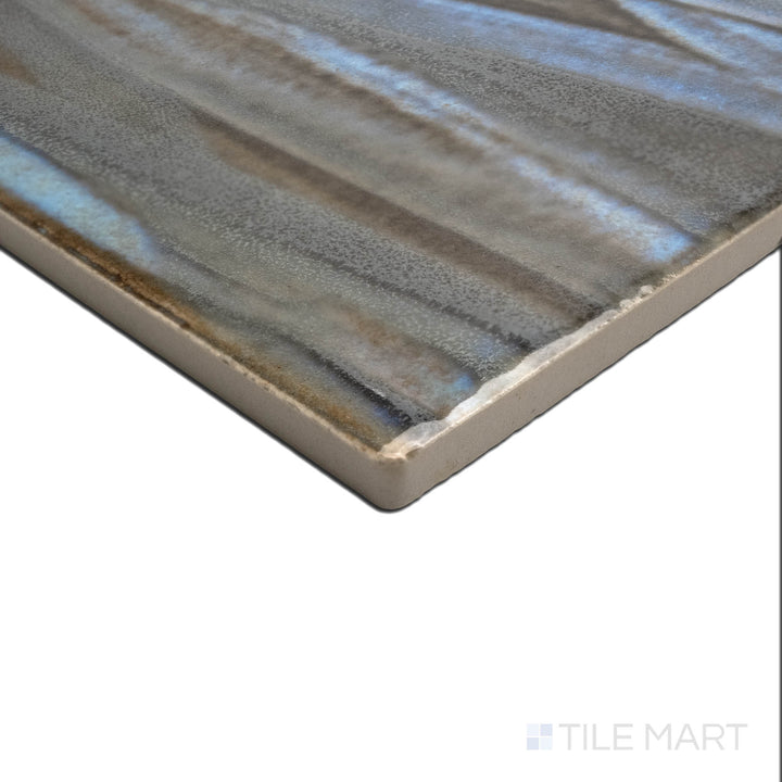 A unique angle highlighting the fine texture of KAWA SATIN OAK 6X6, capturing the precision-cut edges and rich texture of the PORCELAIN material. The clean lines provide a sharp, polished look for intricate tiling projects.