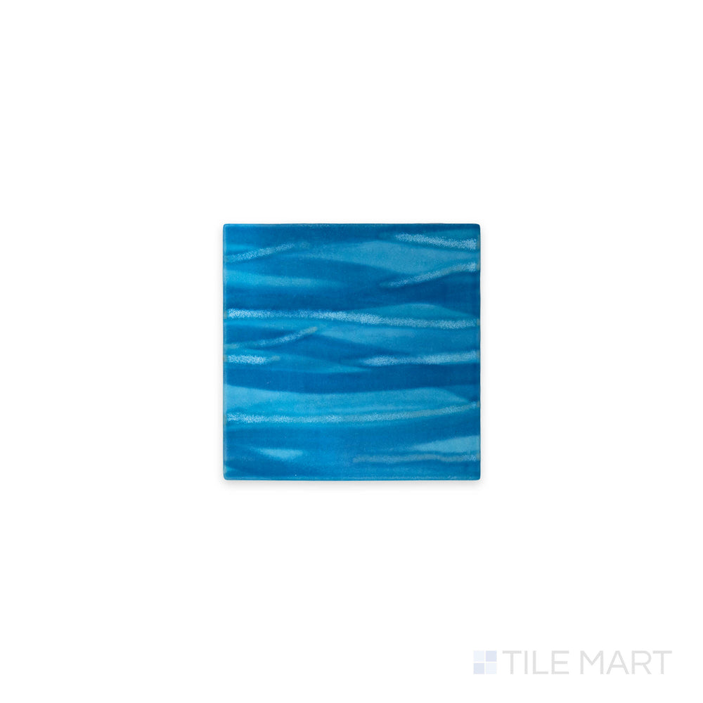 Focused view showcasing the KAWA SUMMER BLUE 6X6 showing off its intricate design and polished SEMI GLOSS. Perfect for pairing with a range of interior styles and color palettes.