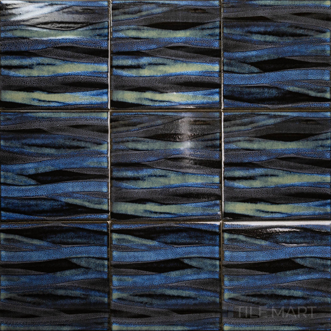 A bird's-eye view capturing the KAWA SMOKY BLUE 6X6 in SEMI GLOSS finish. A perfect fit for accent walls or floors, offering a polished appearance.