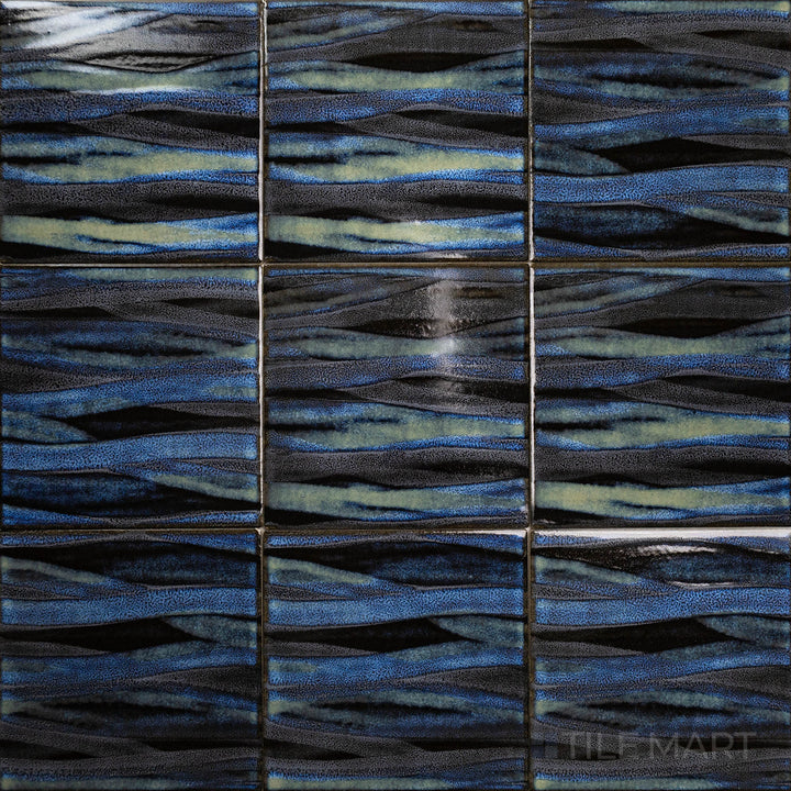 A bird's-eye view capturing the KAWA SMOKY BLUE 6X6 in SEMI GLOSS finish. A perfect fit for accent walls or floors, offering a polished appearance.