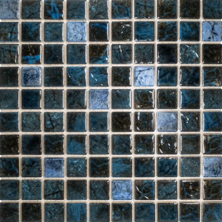 Saga 1-1/8X1-1/8 Square Blue Blend Semi Gloss Mosaic