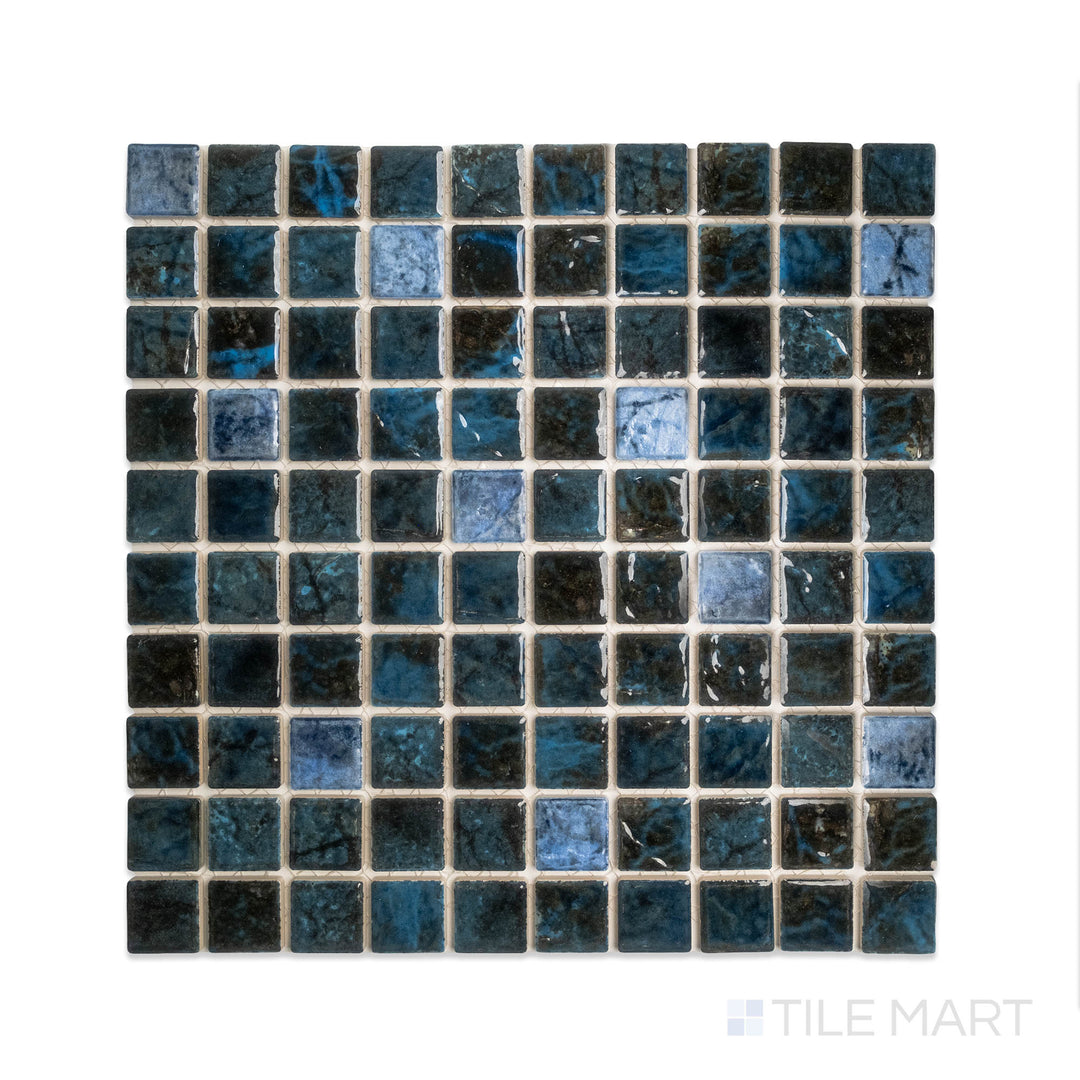 Saga 1-1/8X1-1/8 Square Blue Blend Semi Gloss Mosaic