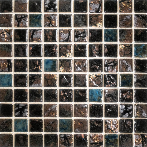 Saga Bronze Blend 1-1/8" Square Semi Gloss Porcelain Mosaic