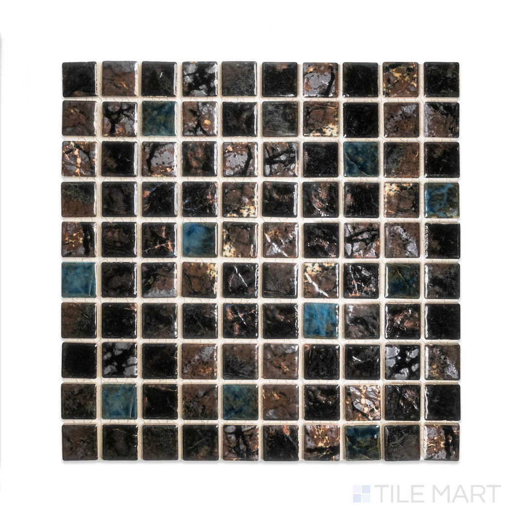 Saga 1-1/8X1-1/8 Square Bronze Blend Semi Gloss Mosaic