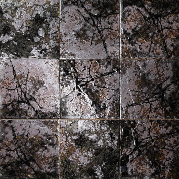 Top-down perspective of the SAGA MIDNIGHT BLUE 6X6 in SEMI GLOSS finish. This tile offers a contemporary finish, ideal for creating bold designs.