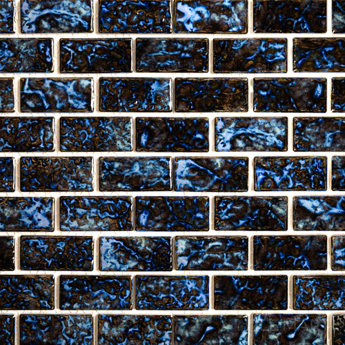 Licata Blue Blend 1-1/8X2-1/4 Rectangle Glossy Porcelain Mosaic