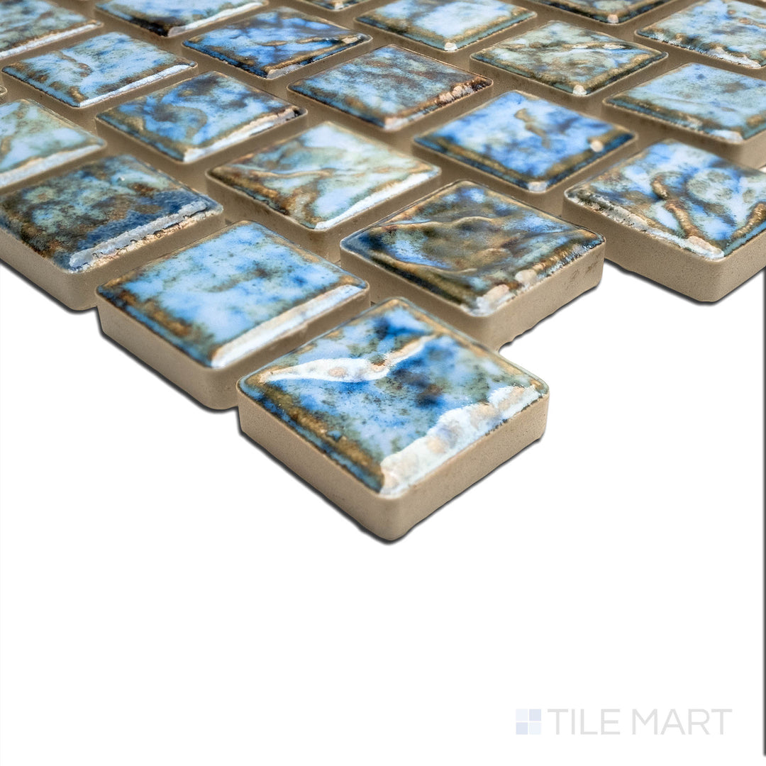 Angled view focusing on the details of PLANET ALBI 1X1, capturing the precision-cut edges and rich texture of the PORCELAIN material. Its form ensures a neat, refined appearance when used for corners or trims.