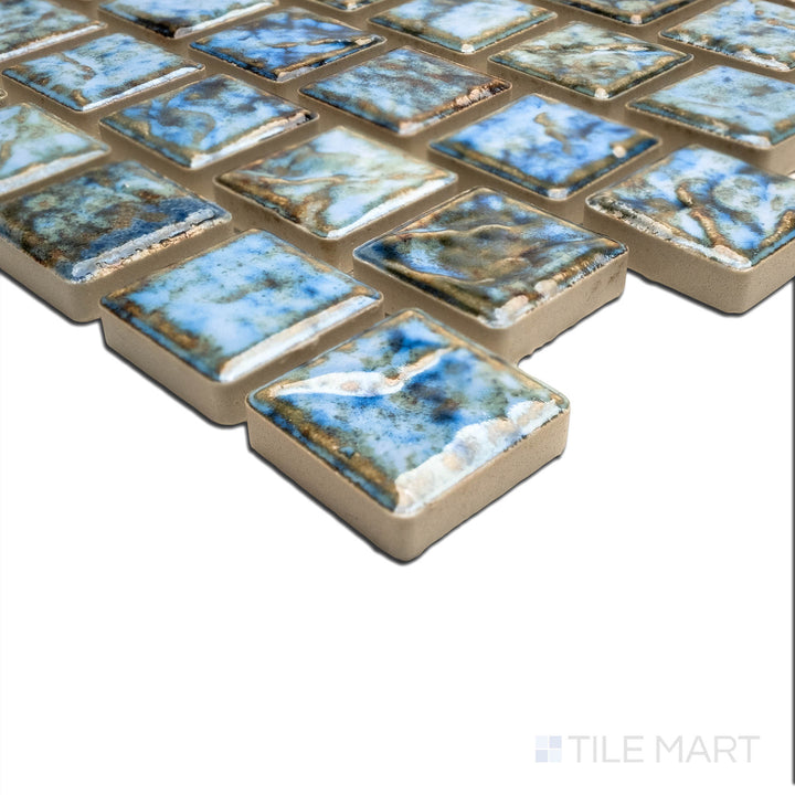 Angled view focusing on the details of PLANET ALBI 1X1, capturing the precision-cut edges and rich texture of the PORCELAIN material. Its form ensures a neat, refined appearance when used for corners or trims.