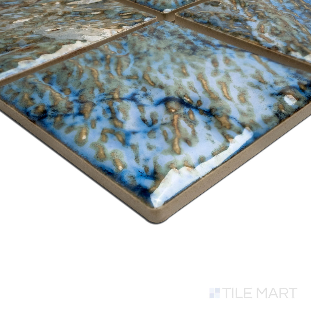 Close-up of the corner showcasing the PLANET ALBI 3X3, capturing the precision-cut edges and rich texture of the PORCELAIN material. The corner detail showcases the precision and quality of this fine material.