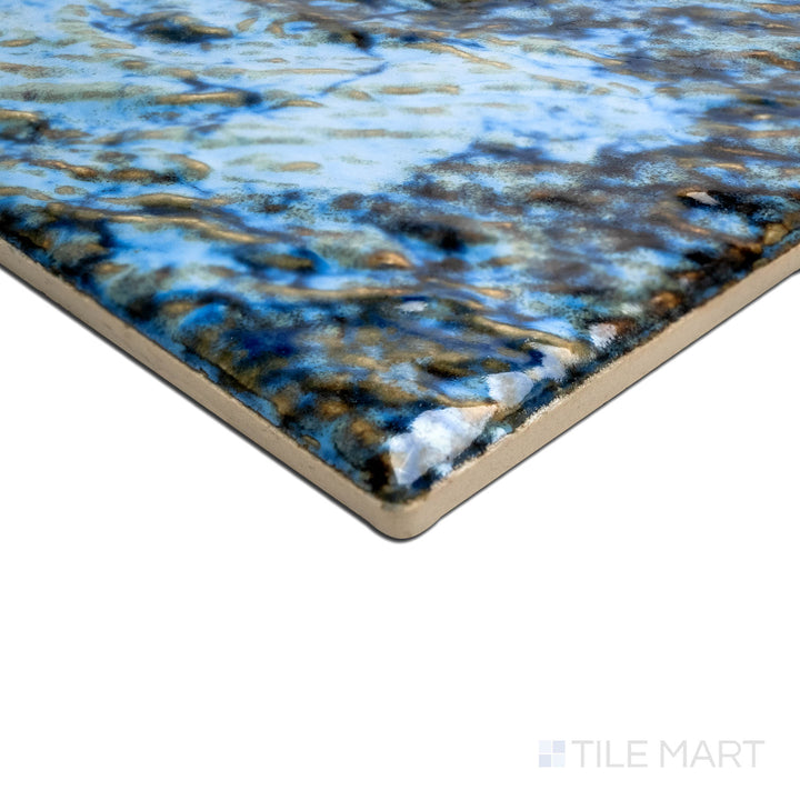 A corner perspective revealing the texture of PLANET ALBI 6X6, capturing the precision-cut edges and rich texture of the PORCELAIN material. The corner detail showcases the precision and quality of this fine material.