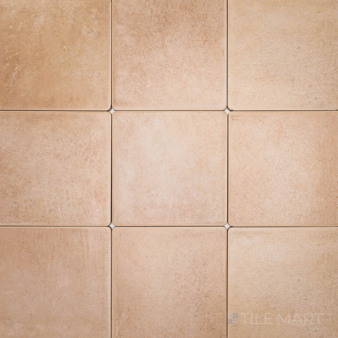 Skyward shot offering a glimpse of the YUCA PEACH 6X6 in MATTE finish. A perfect fit for accent walls or floors, offering a polished appearance.