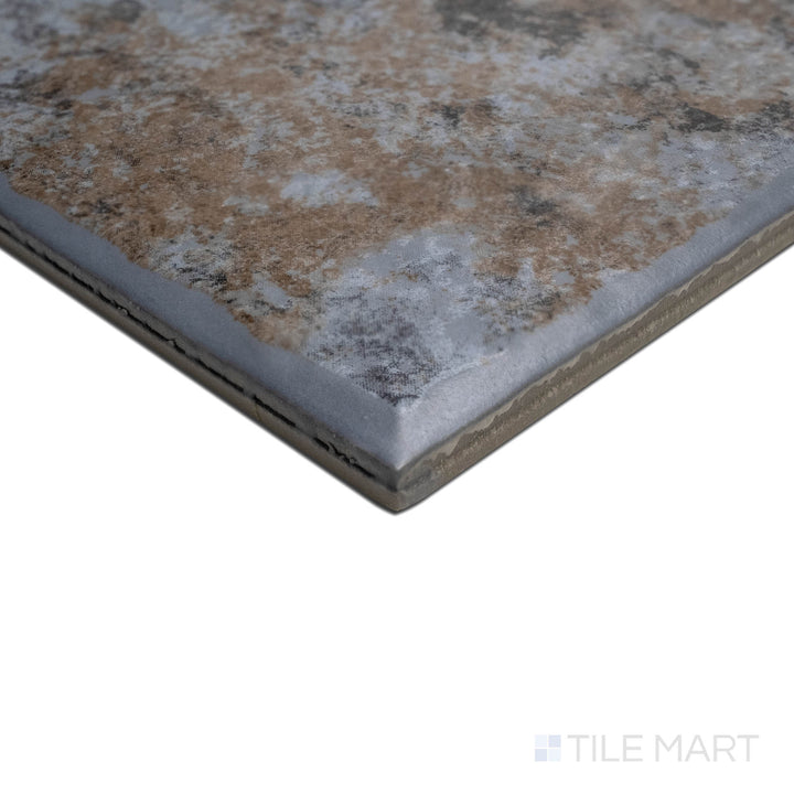 Corner detail emphasizing the craftsmanship of SEKIS FRENCH GREY 6X6, capturing the precision-cut edges and rich texture of the PORCELAIN material. Its form ensures a neat, refined appearance when used for corners or trims.