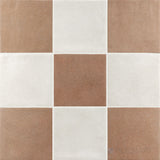 Stage 4x4 Checkerboard Matte Porcelain Tile in White and Terracotta