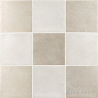 Stage 4x4 Checkerboard Matte Porcelain Tile in White and Taupe