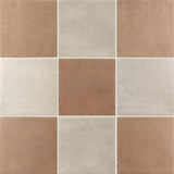 Stage 4x4 Checkerboard Matte Porcelain Tile in Taupe and Terracotta