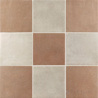 Stage 4x4 Checkerboard Matte Porcelain Tile in Taupe and Terracotta