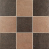Stage 4x4 Checkerboard Matte Porcelain Tile in Terracotta and Brown