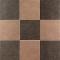 Stage 4x4 Checkerboard Matte Porcelain Tile in Terracotta and Brown