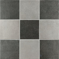 Stage 4x4 Checkerboard Matte Porcelain Tile in Grey and Charcoal