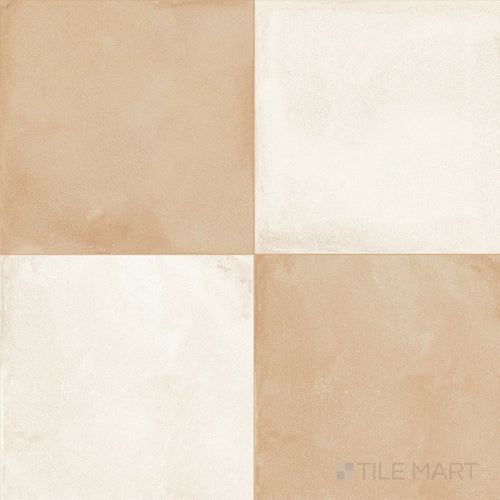 Amuri 24x24 Checkerboard Matte Porcelain Tile in Avorio and Biscotto