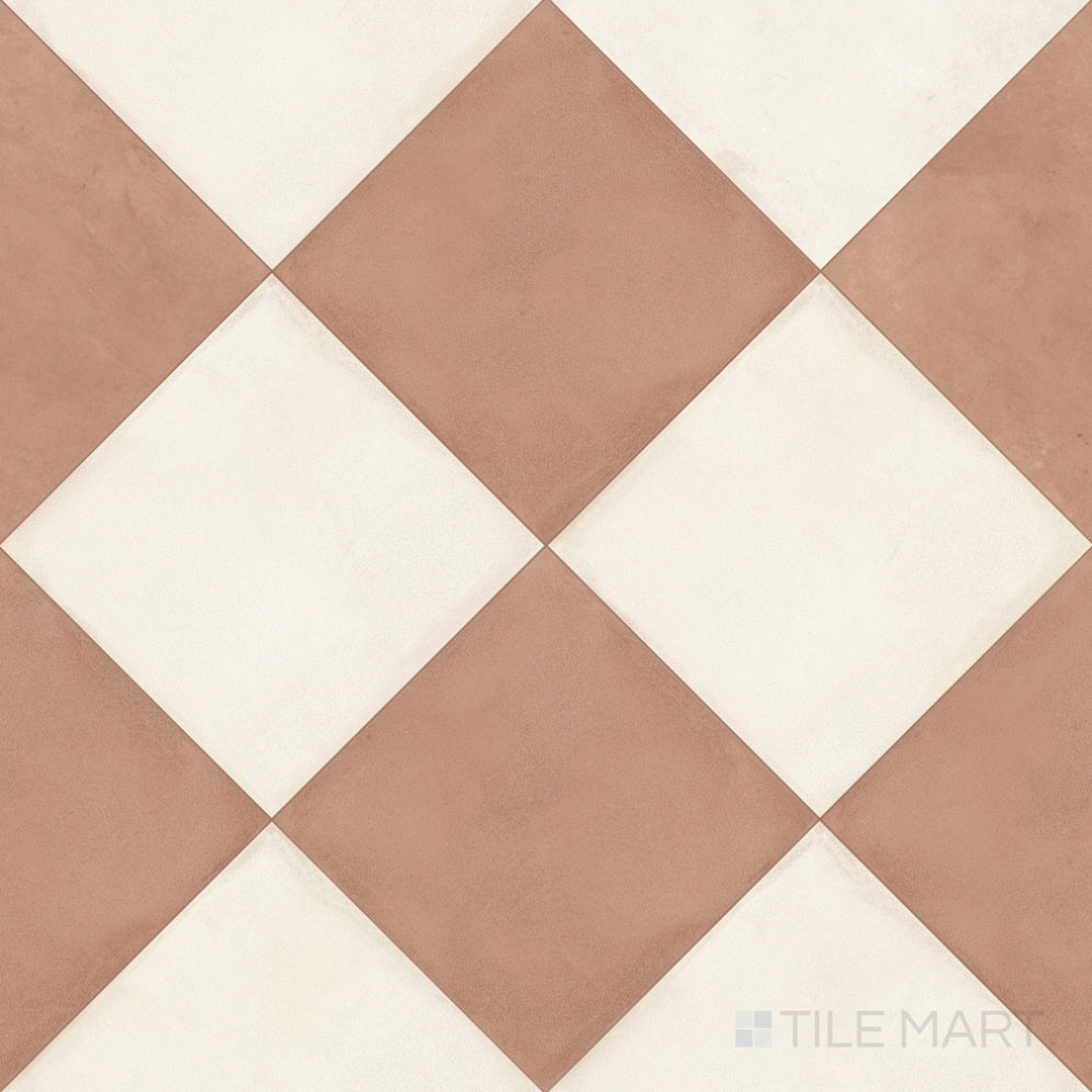 Amuri 24x24 Checkerboard Matte Porcelain Tile in Avorio and Cotto