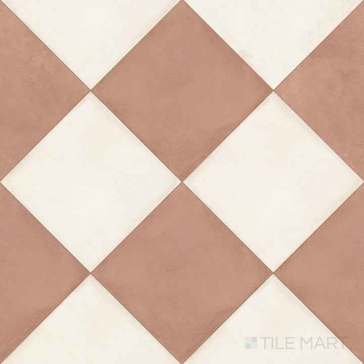 Amuri 24x24 Checkerboard Matte Porcelain Tile in Avorio and Cotto