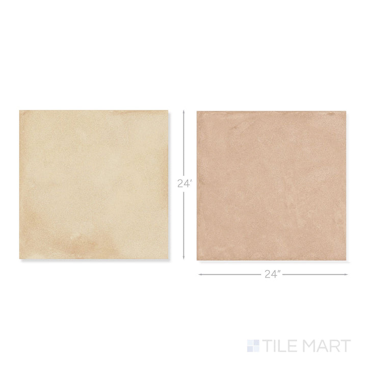Top-down view of a single Amuri 24x24 biscotto and cotto checkerboard matte porcelain tile showing its deep warm two-tone surface and matte finish detail