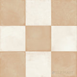 Amuri 8x8 Checkerboard Matte Porcelain Tile in Avorio and Biscotto