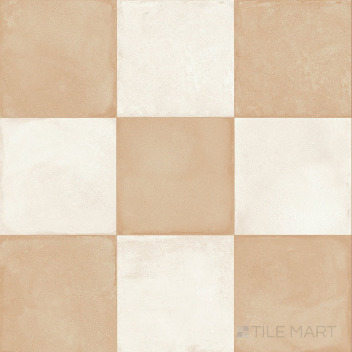 8x8 matte porcelain checkerboard tile alternating smooth avorio and biscotto squares