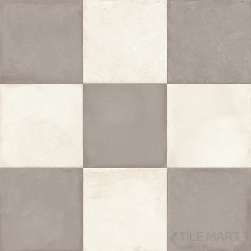 Amuri 8x8 Checkerboard Matte Porcelain Tile in Avorio and Grigio