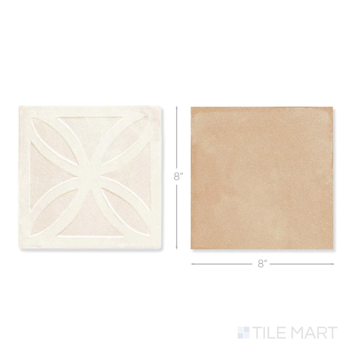 Top-down view of a single Amuri 8x8 avorio Struttura 3D and biscotto checkerboard matte porcelain tile showing its raised avorio surface texture and matte finish detail