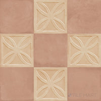 Amuri 8x8 Checkerboard Matte Porcelain Tile in Biscotto Struttura 3D and Cotto