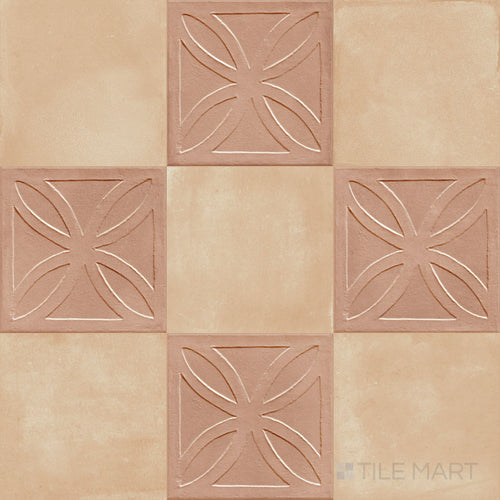 Amuri 8x8 Checkerboard Matte Porcelain Tile in Cotto Struttura 3D and Biscotto