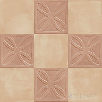 Amuri 8x8 Checkerboard Matte Porcelain Tile in Cotto Struttura 3D and Biscotto