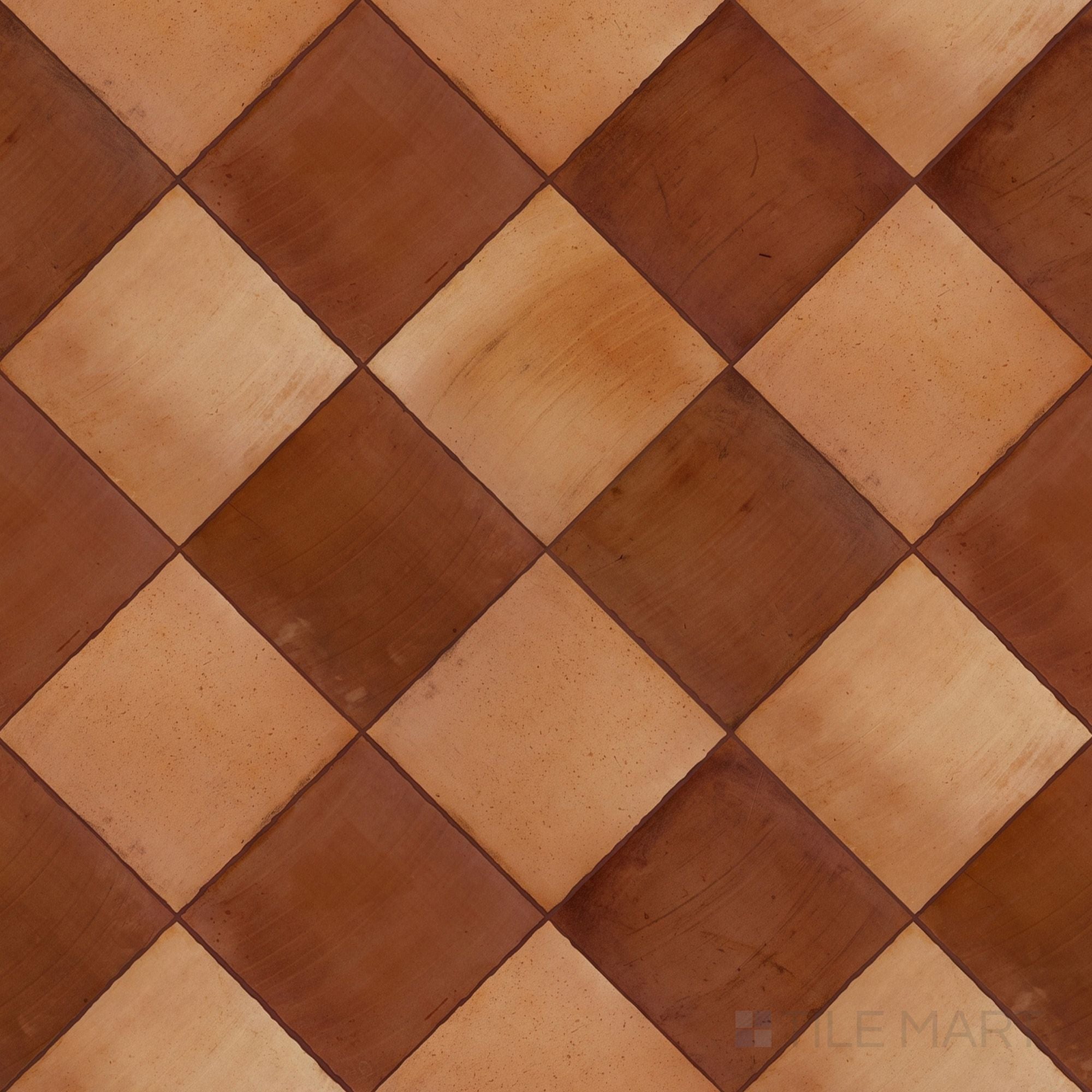 Fuego 9x9 Checkerboard R11 Matte Porcelain Tile in Antic and Teja