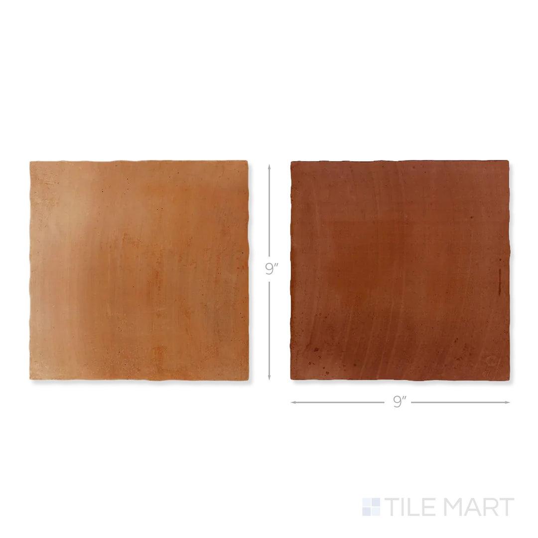 Top-down view of a single Fuego 9x9 antic and teja R11 checkerboard matte porcelain tile showing its weathered two-tone surface and matte finish detail