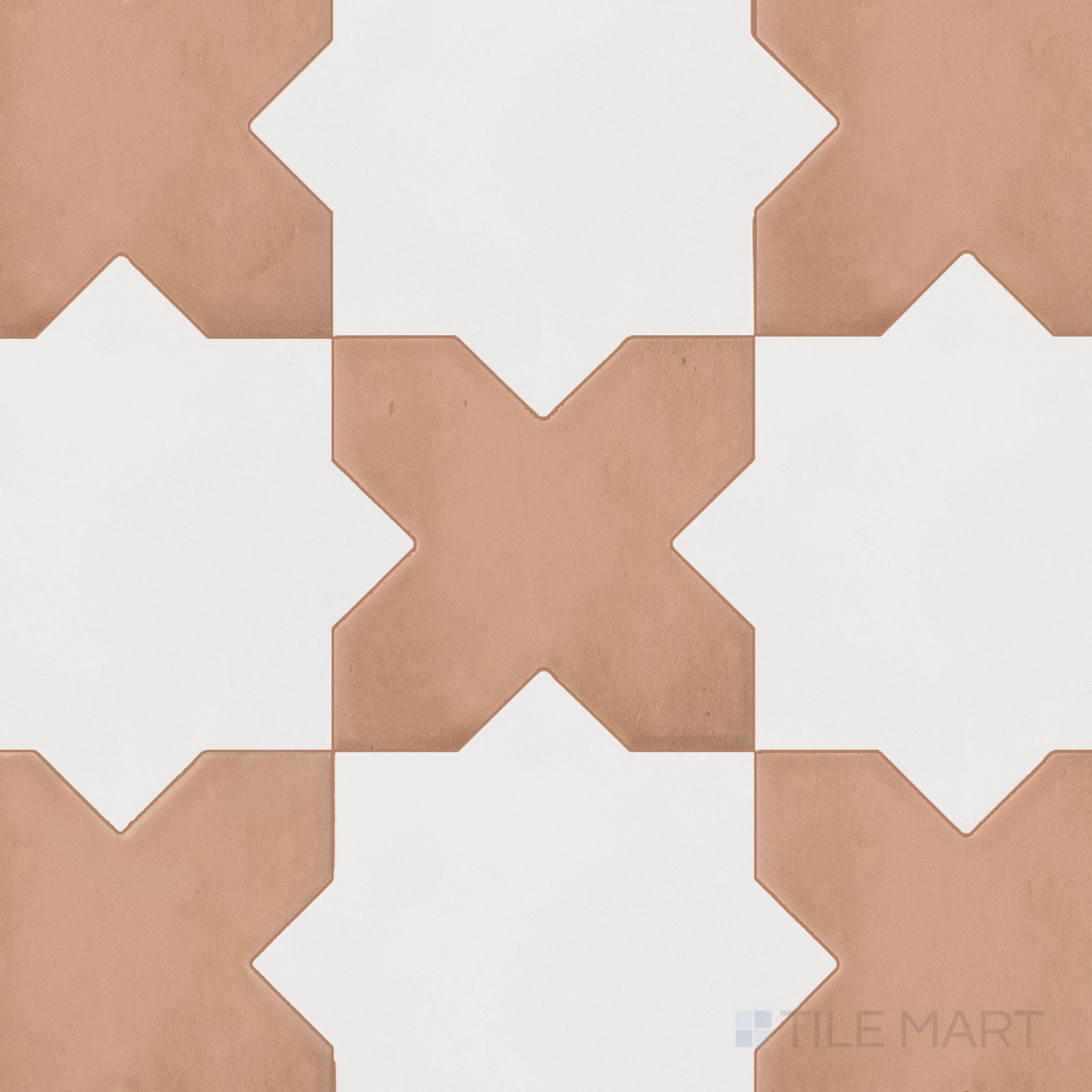 Kasbah Checkerboard Matte Porcelain Tile in 5x5 Terracotta Cross and 6