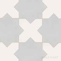 Kasbah Checkerboard Matte Porcelain Tile in 5x5 Bone Cross and 6.5x6.5 Smoke Star