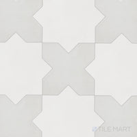 Kasbah Checkerboard Matte Porcelain Tile in 5x5 Smoke Cross and 6.5x6.5 Bone Star