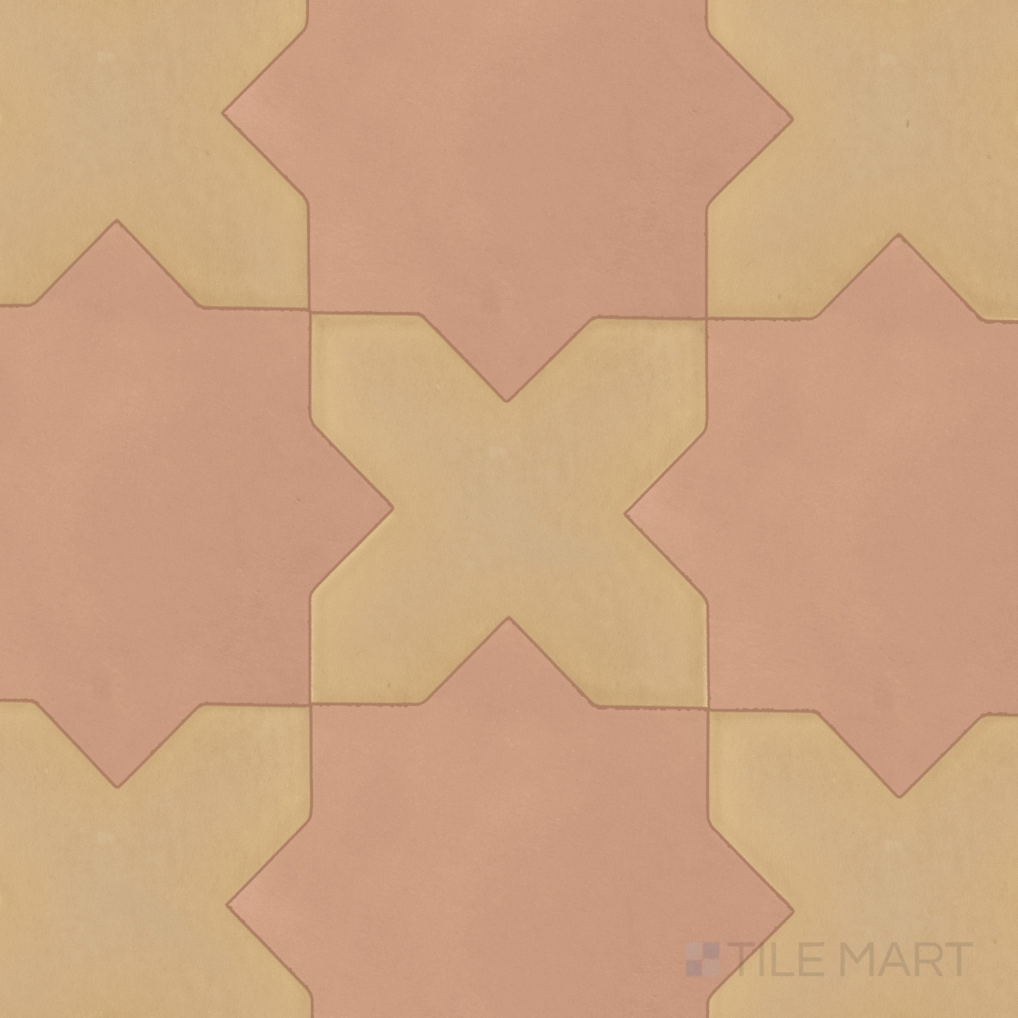 Kasbah Checkerboard Matte Porcelain Tile in 5x5 Fawn Cross and 6.5x6.5
