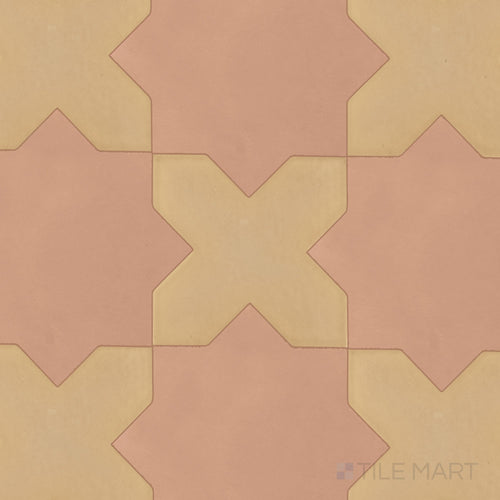 Kasbah Checkerboard Matte Porcelain Tile in 5x5 Fawn Cross and 6.5x6.5 Terracotta Star