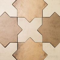 Amalfi 7x7 Checkerboard Matte Porcelain Tile in Bone Cross and Mud Star