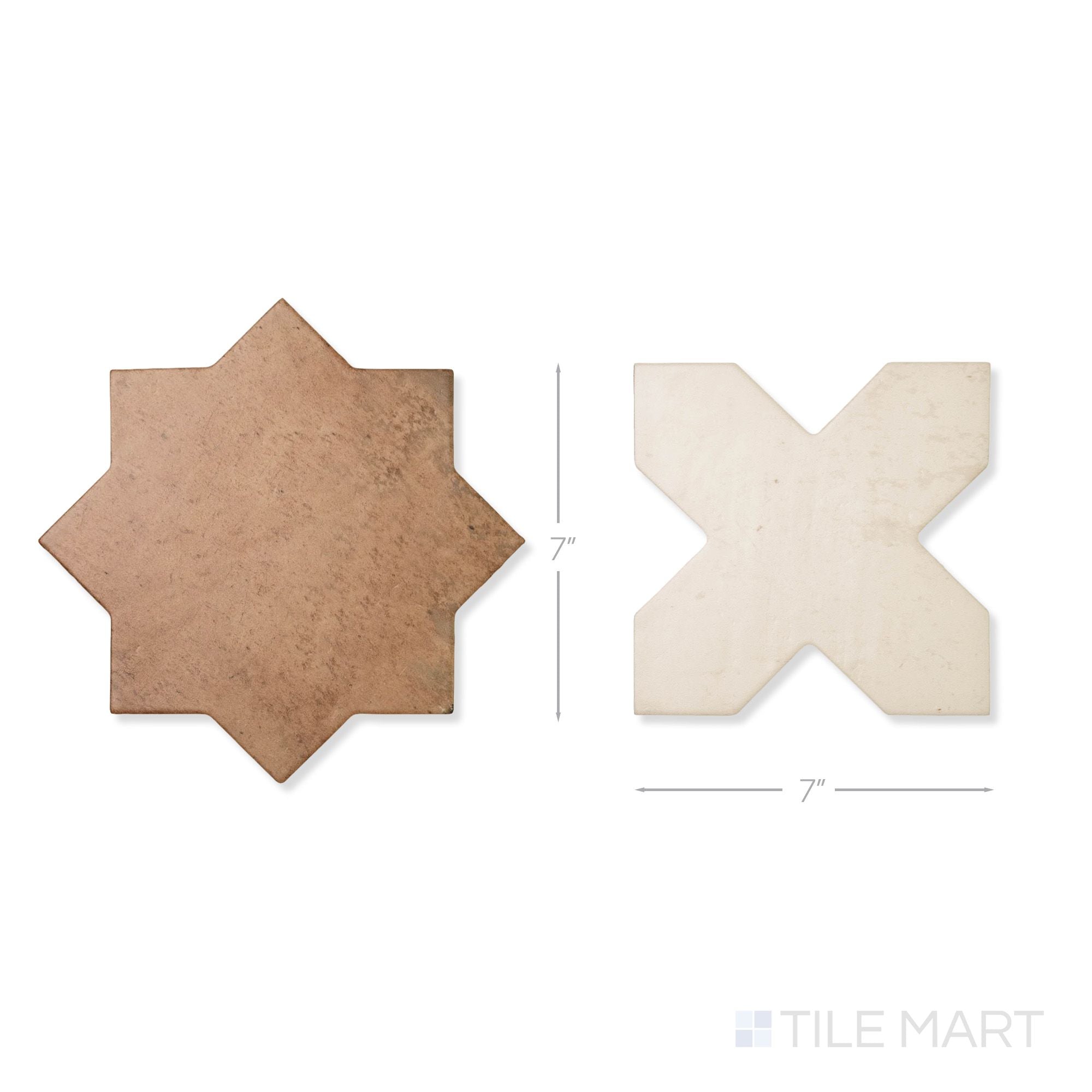 Amalfi 7x7 Checkerboard Matte Porcelain Tile in Bone Cross and Terraco